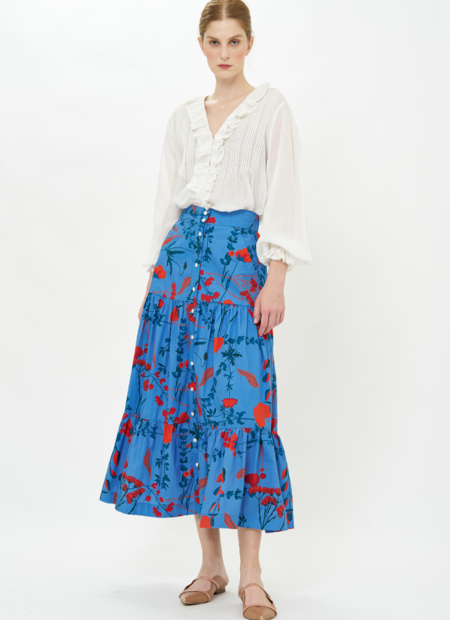 Button Front Skirt-Skirts-Happy on Main