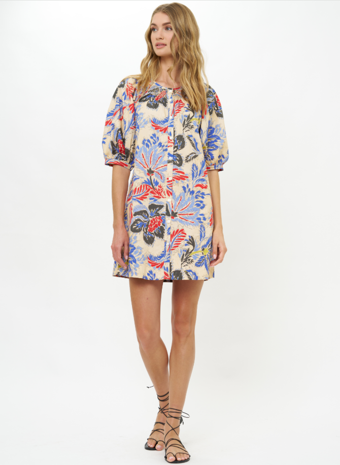 Embroidered Button Mini-Casual Dresses-Happy on Main