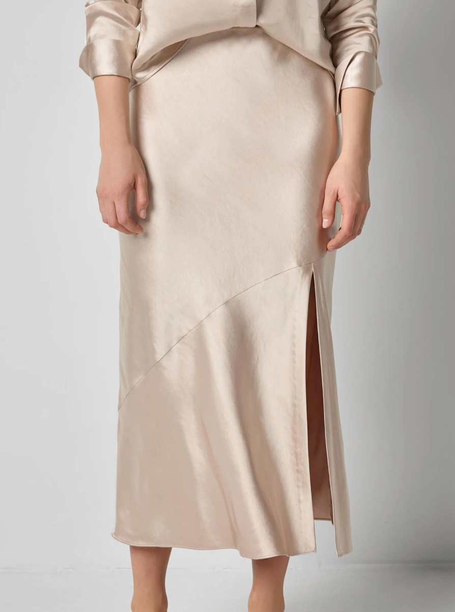Satin Slit Front Skirt - Angora-Lilla P-Happy on Main