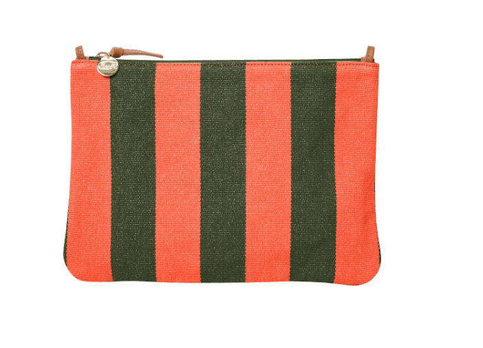 Flat Clutch w/ Tabs - Army/Bright Poppy-Clare V.-Happy on Main
