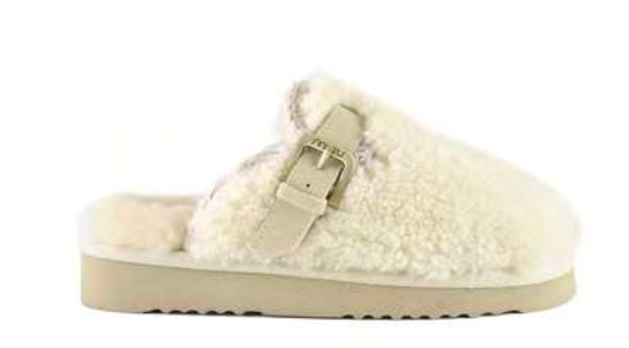 Curly Sheepskin Eskimo Slipper - Vanilla-Circolo Showroom (Olarte-Foussard)-Happy on Main