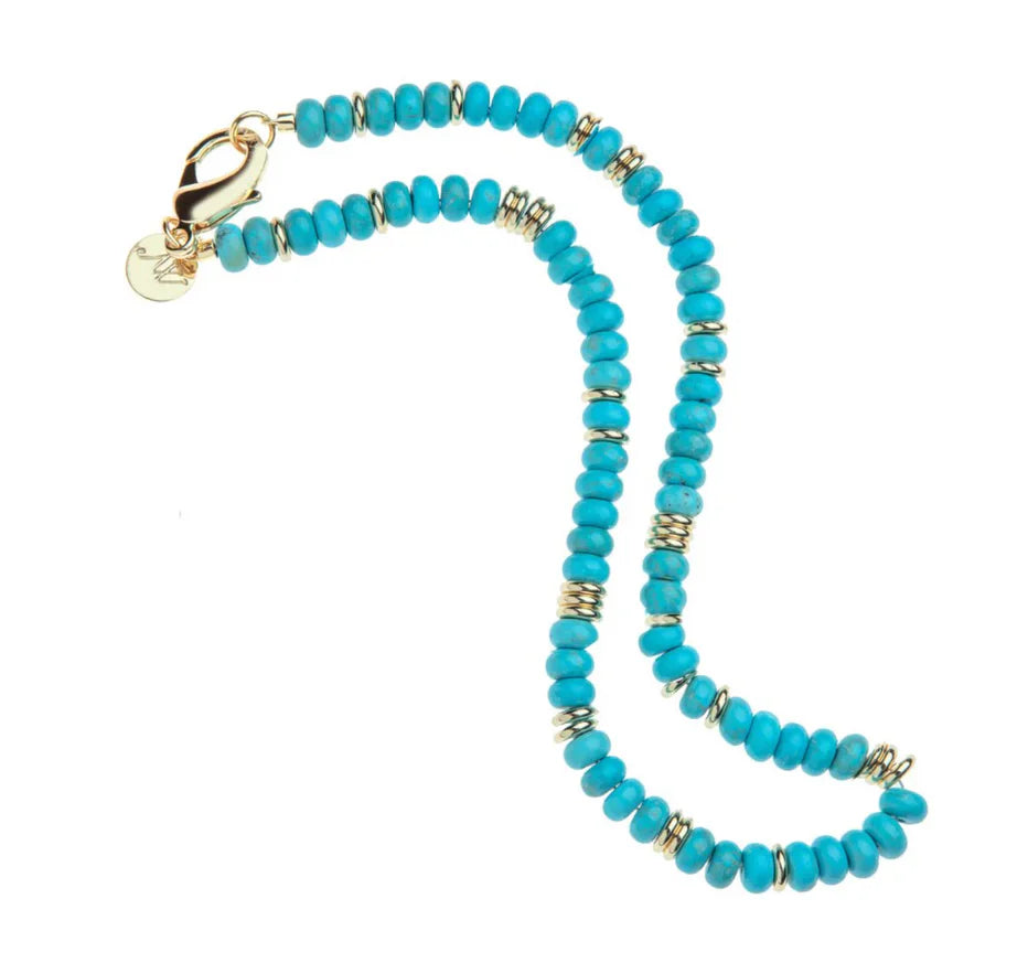 Gumdrop Beaded Necklace in Turquoise-Jane Win-Happy on Main