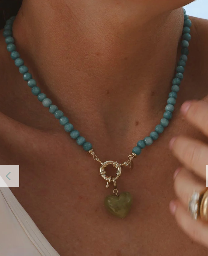 Anna Heart Necklace - Turquoise & Green-Wear Loulu X Happy on Main-Happy on Main