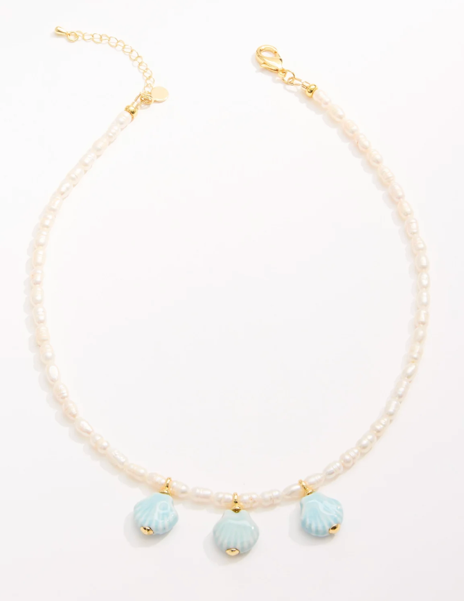 Triple Scallop Charm Necklace-Wear Loulu X Happy on Main-Happy on Main