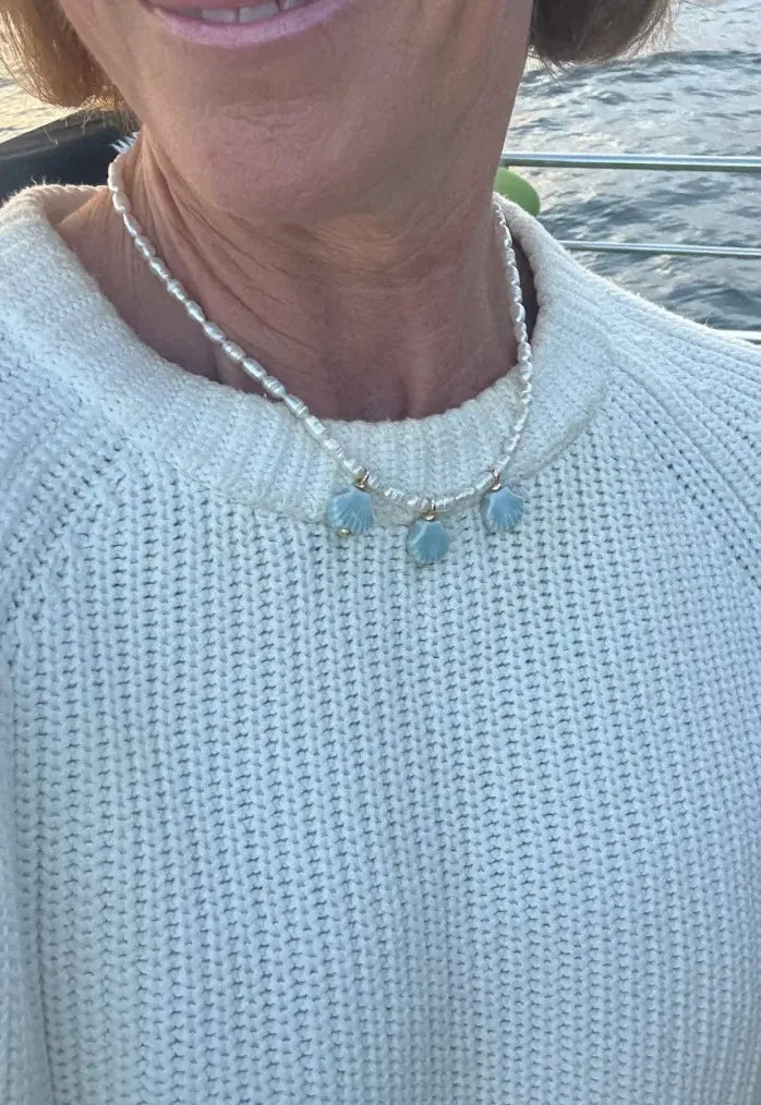 Triple Scallop Charm Necklace-Wear Loulu X Happy on Main-Happy on Main