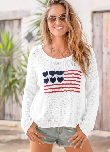 Love Flag Heart Crew Cotton-Wooden Ships-Happy on Main