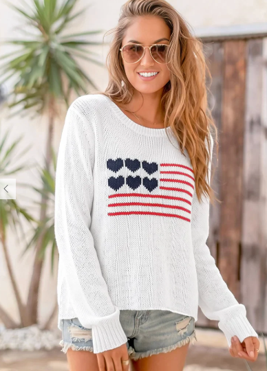Love Flag Heart Crew Cotton-Wooden Ships-Happy on Main