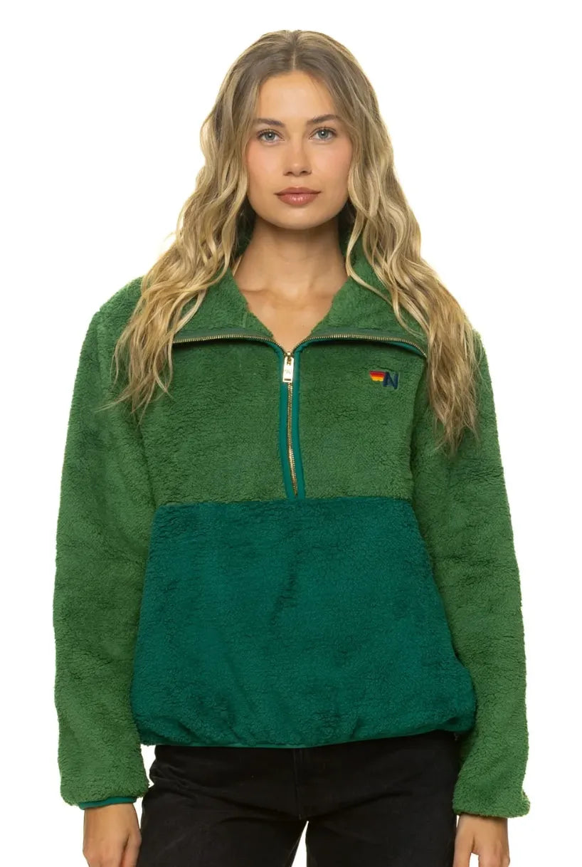 Teddy Apres - Womens Half Zip Color Block Jacket Garden Green-Aviator Nation-Happy on Main