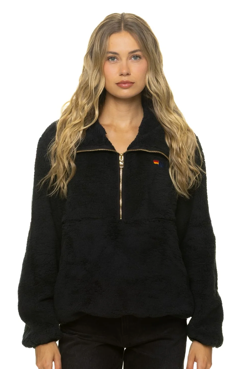 Teddy Apres - Womens Half Zip Jacket Black-Aviator Nation-Happy on Main