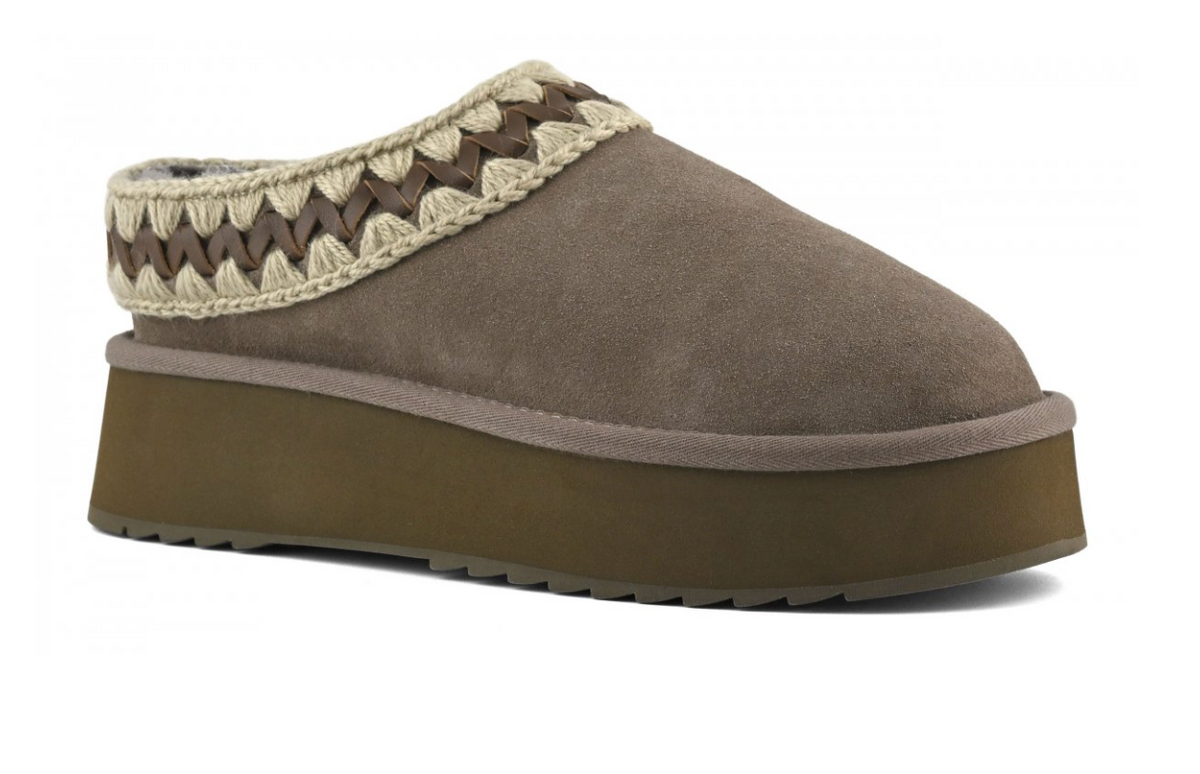 Platform Clog Suede Leather Stitching - Elephant Grey-Circolo Showroom (Olarte-Foussard)-Happy on Main