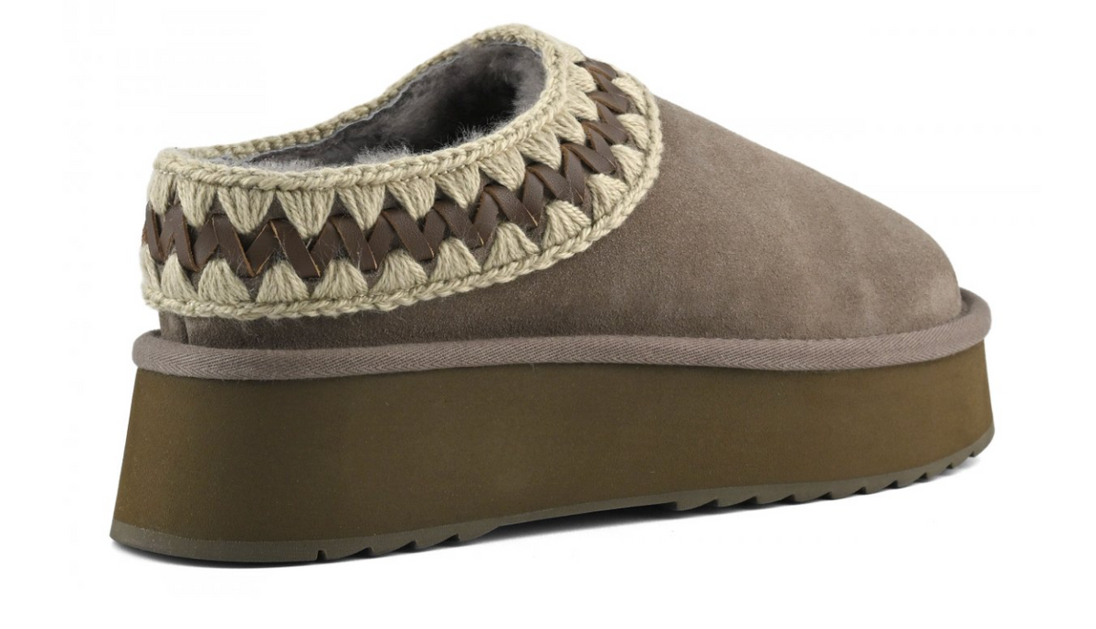 Platform Clog Suede Leather Stitching - Elephant Grey-Circolo Showroom (Olarte-Foussard)-Happy on Main