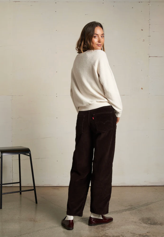 Zuri Reverse Fleece V Neck Sweatshirt - Sugar-perfectwhitetee-Happy on Main