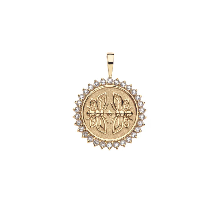 SISTERS Forever Petite Embellished Coin Pendant - Gold / 16-18" Classic Rolo Chain-Jane Win-Happy on Main