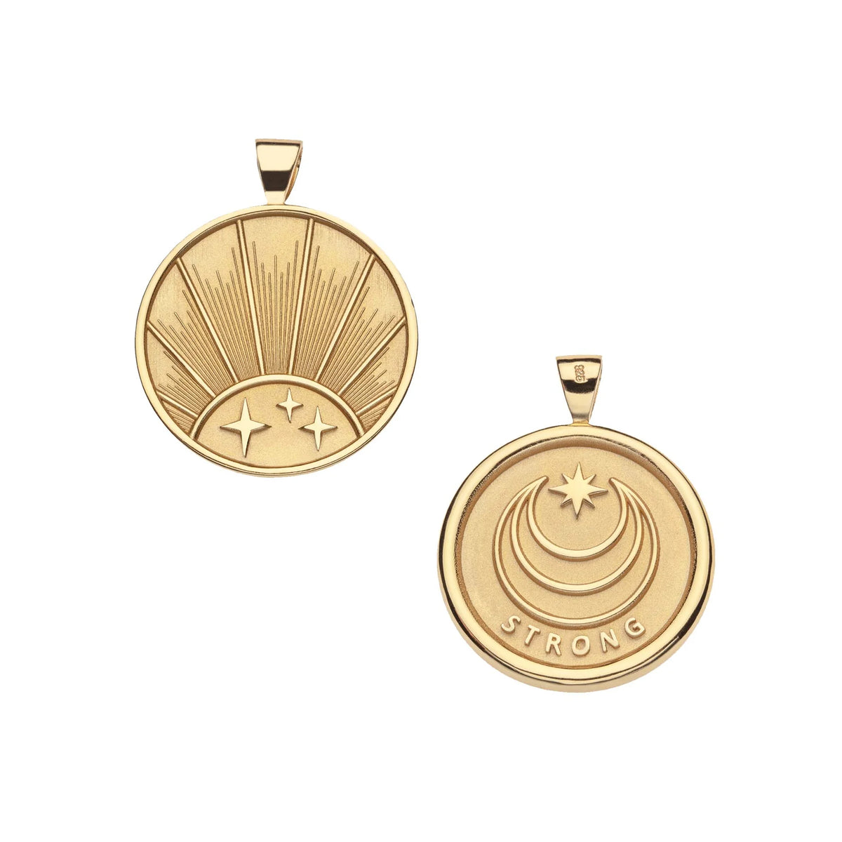STRONG JW Small Pendant Coin (Rising Sun) - 16-18" Beaded Satellite Chain
