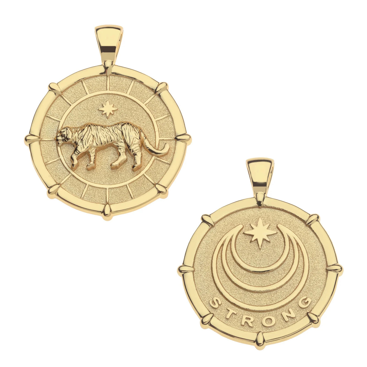 STRONG Tiger JW Original Pendant Coin - 18" Drawn Link Chain