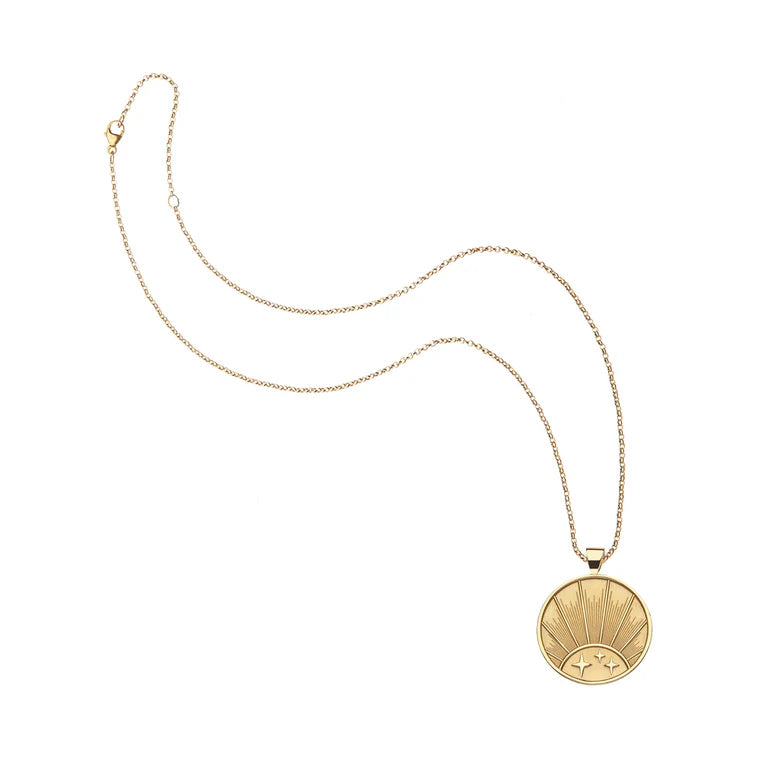 STRONG JW Small Pendant Coin (Rising Sun) - 16-18" Classic Rolo Chain-Jane Win-Happy on Main
