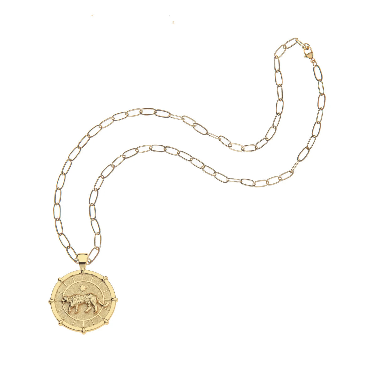 STRONG Tiger JW Original Pendant Coin - 18" Drawn Link Chain