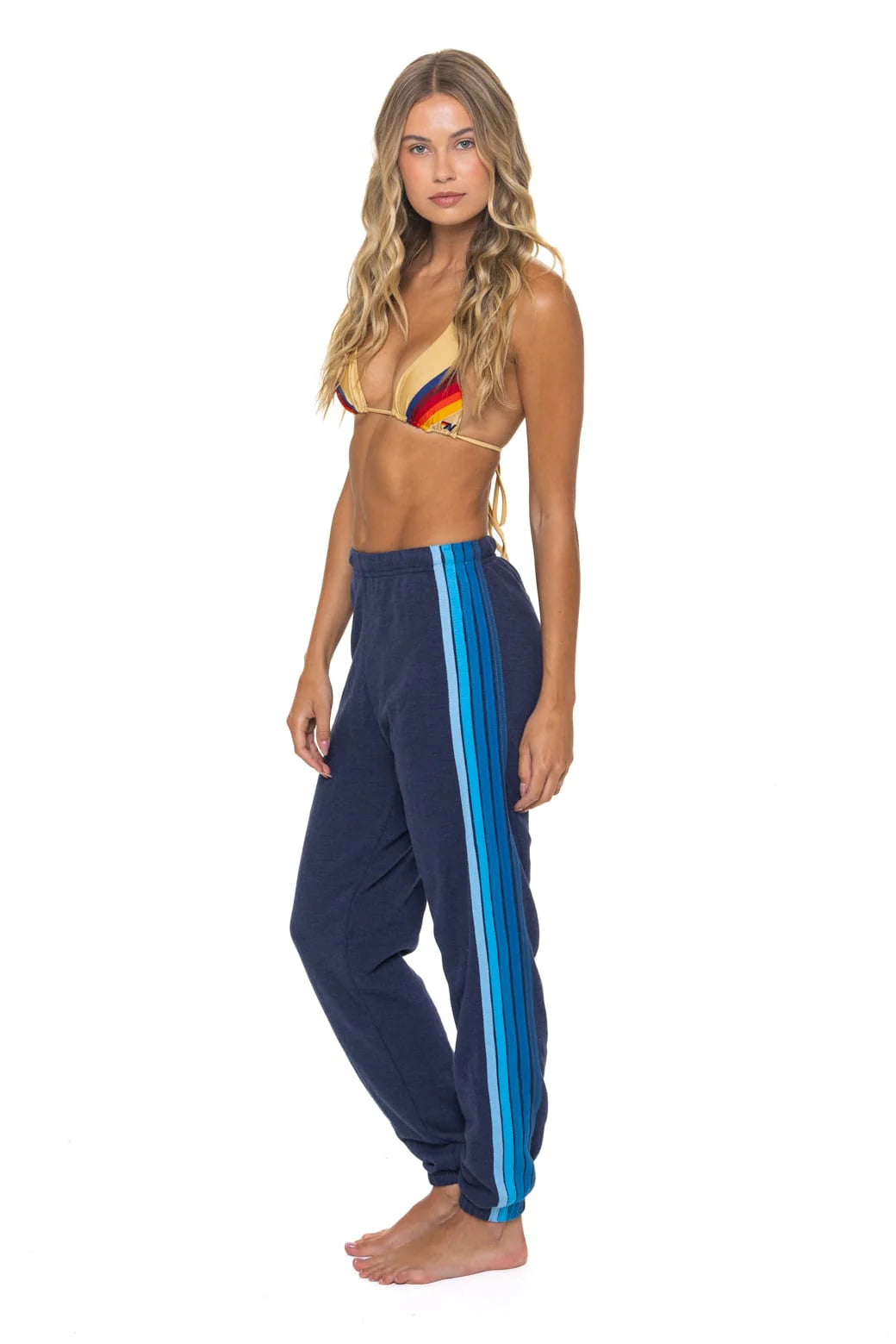 5 Stripe - Womens Sweatpant - Navy/Blue-Aviator Nation-Happy on Main