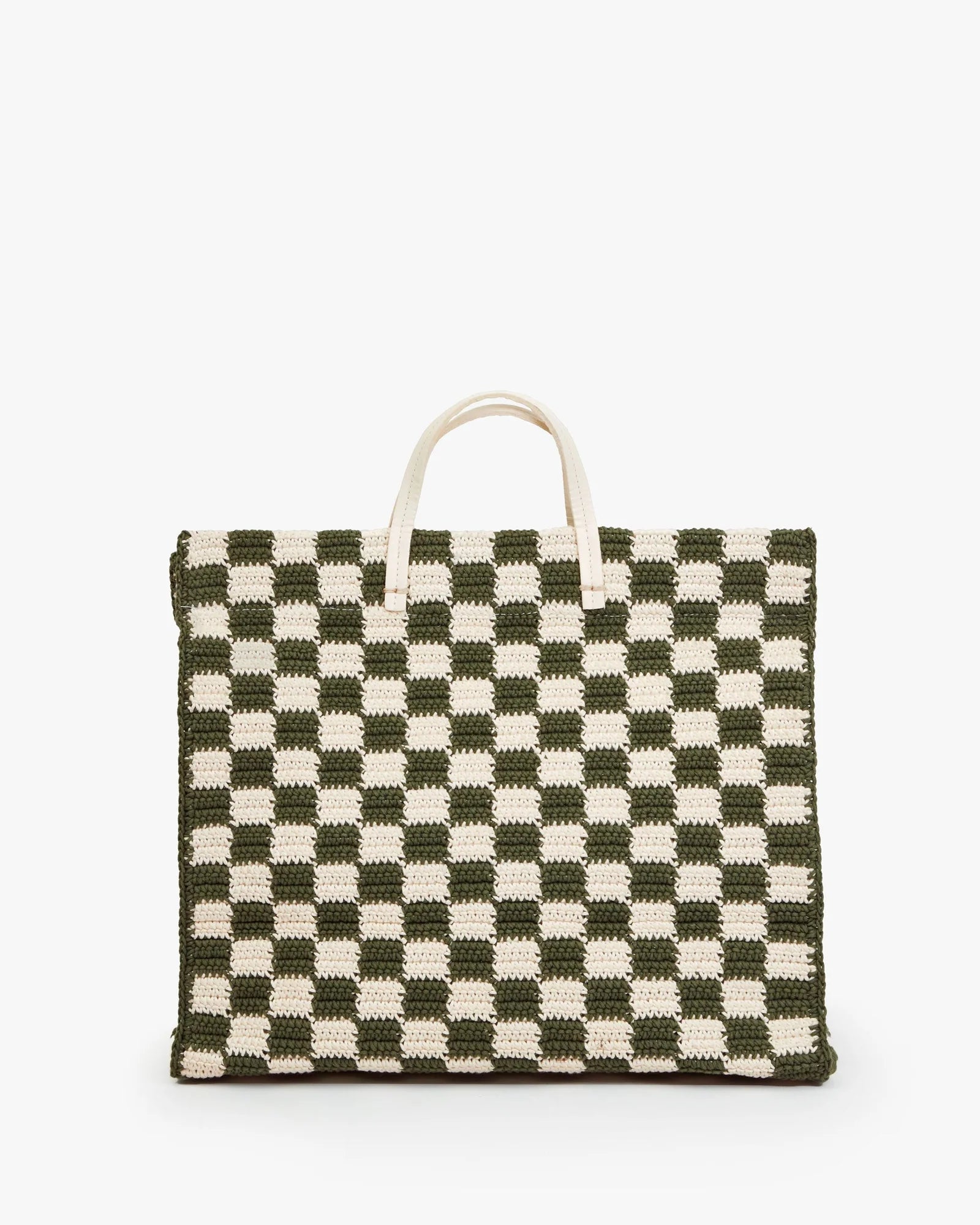 Summer Simple Tote - Olive And Cream Crochet Checker-Clare V.-Happy on Main