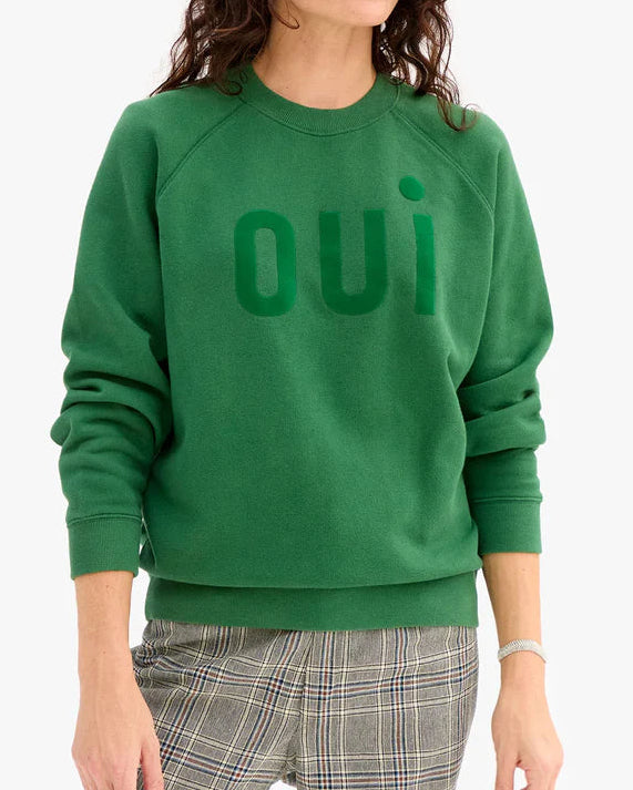 Sweatshirt - Flocked Oui-Clare V.-Happy on Main