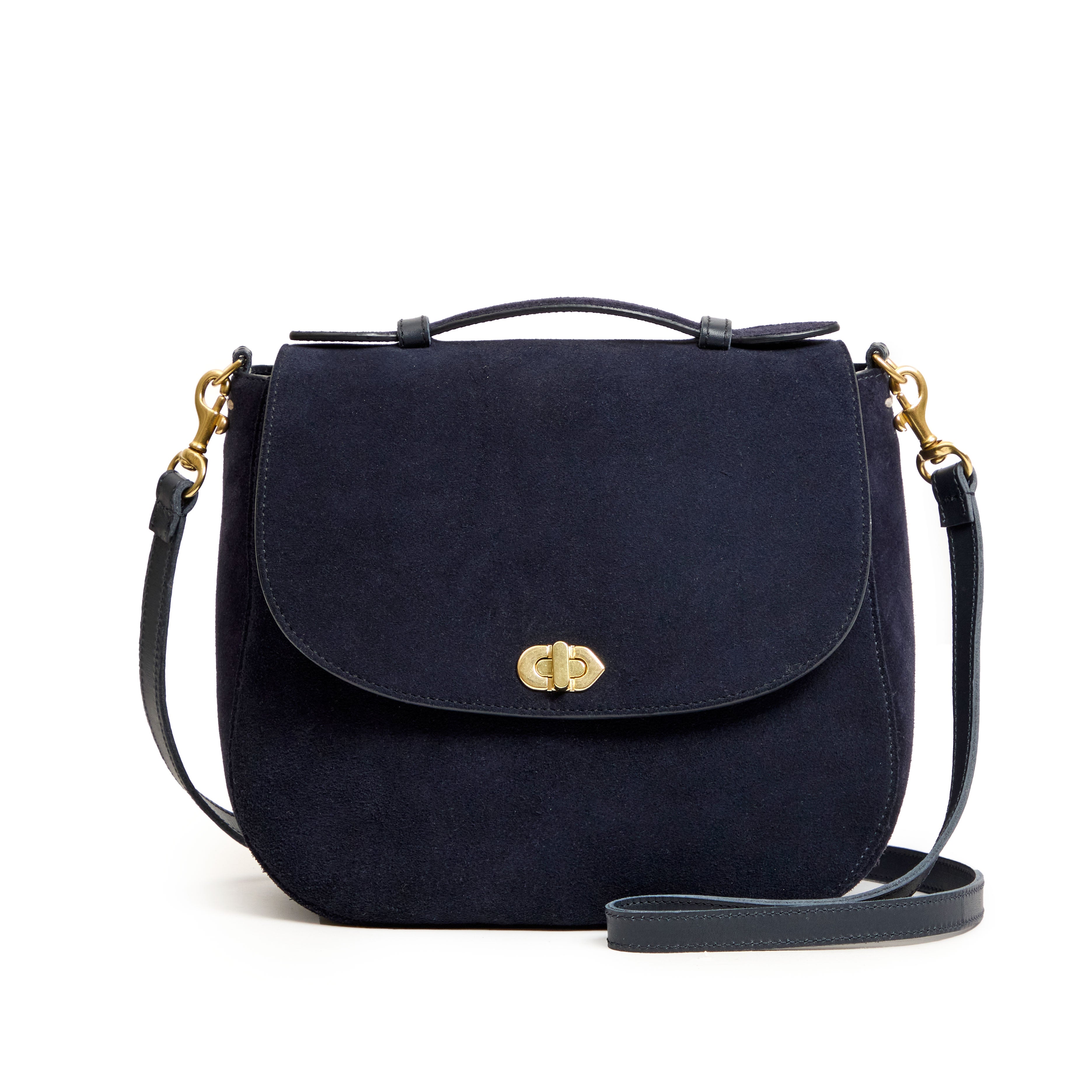 Turnlock Louis W/ Top Handle - Suede-Handbags-Happy on Main