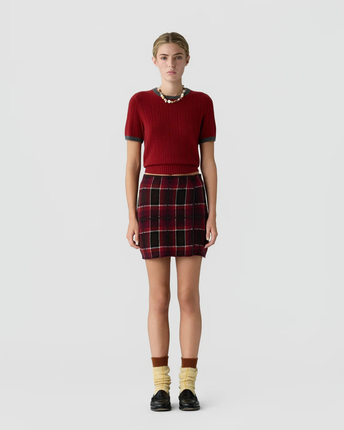 Tartan Mini Skirt - Carmine Combo