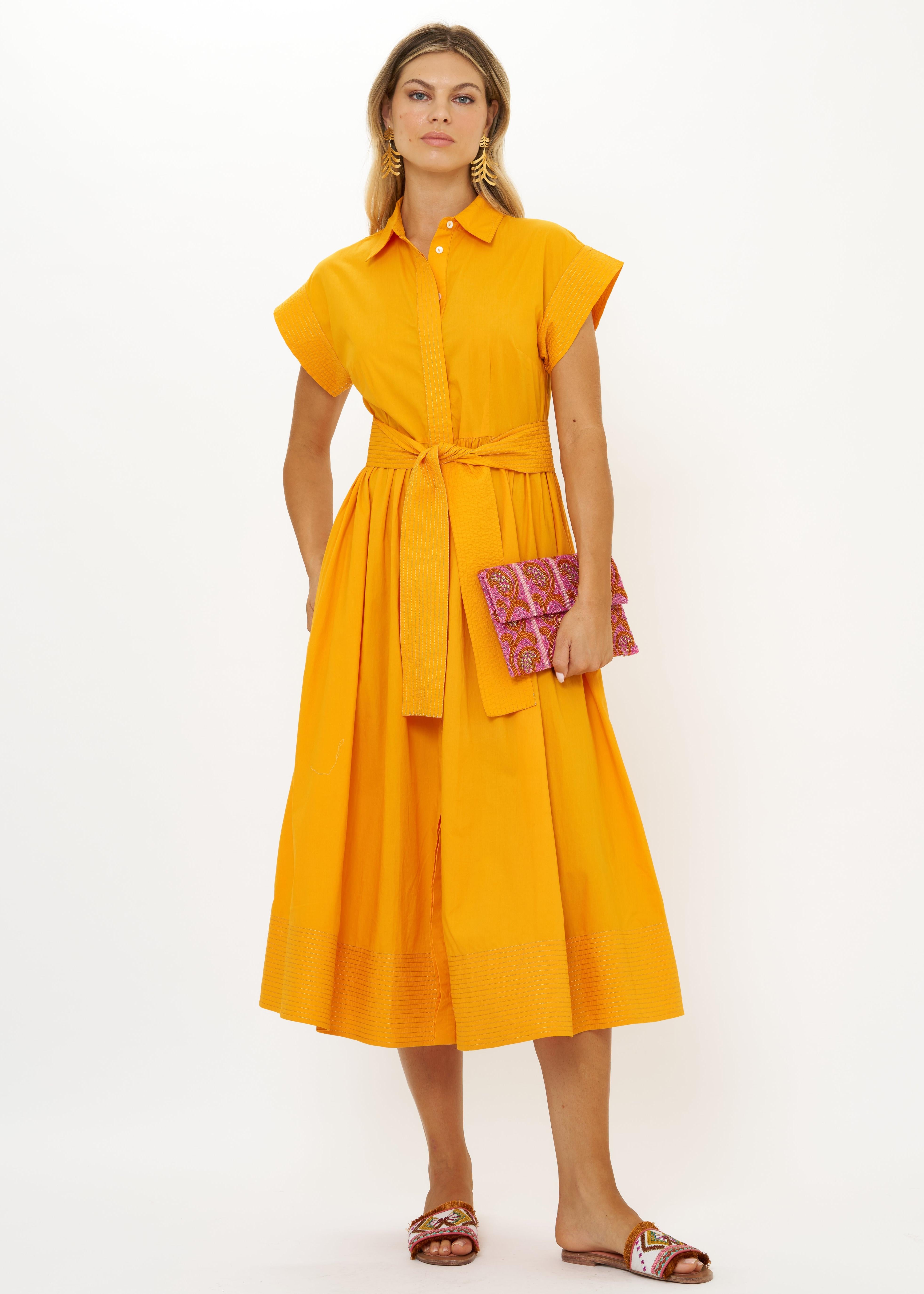 Belted Shirt Dress-Dressy Dresses-Happy on Main