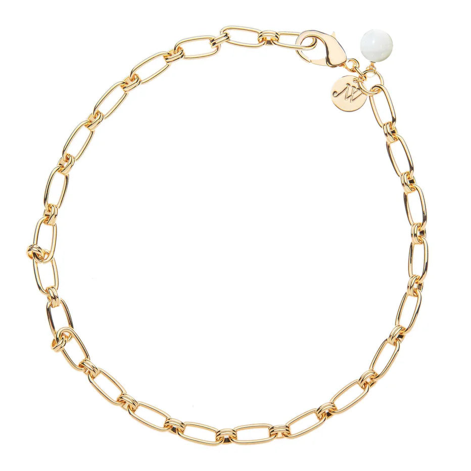 Wheels of Fortune Chain with Mother of Pearl Bead - 18"-Jane Win-Happy on Main
