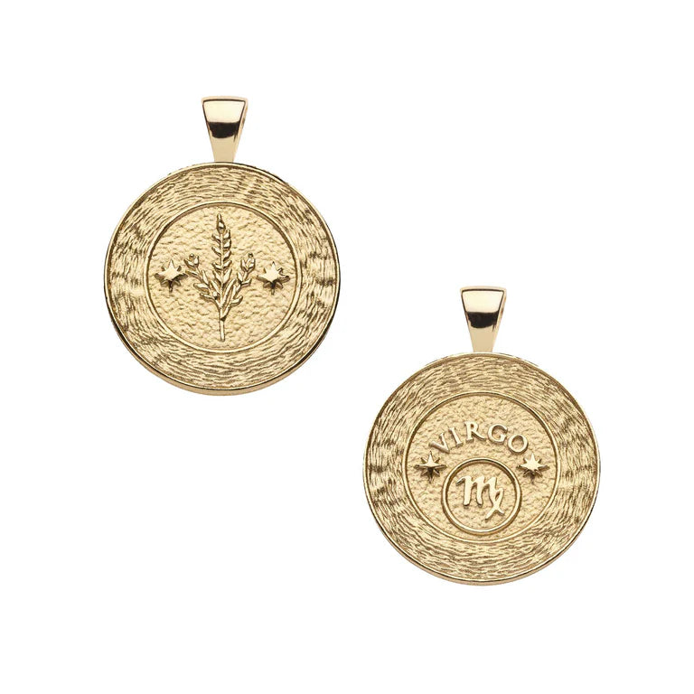 VIRGO JW Small Zodiac Pendant Coin - 16-18" Classic Rolo Chain-Jane Win-Happy on Main
