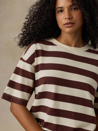 Hemp Blend Vintage Tee - Espresso Stripe-Faherty-Happy on Main