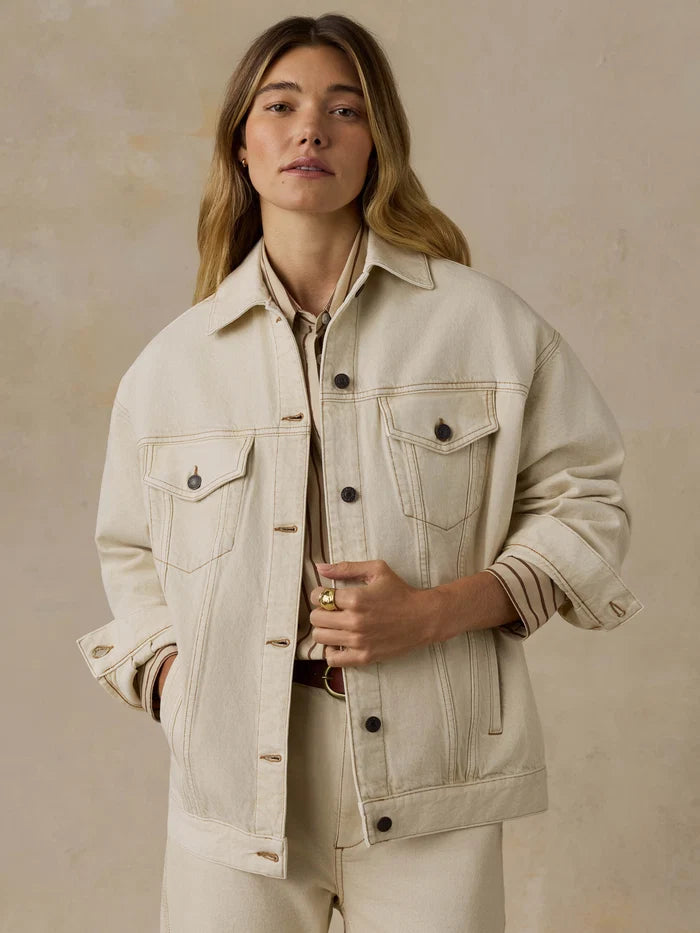 Driftwood Denim Jacket - Almond Milk-Faherty-Happy on Main
