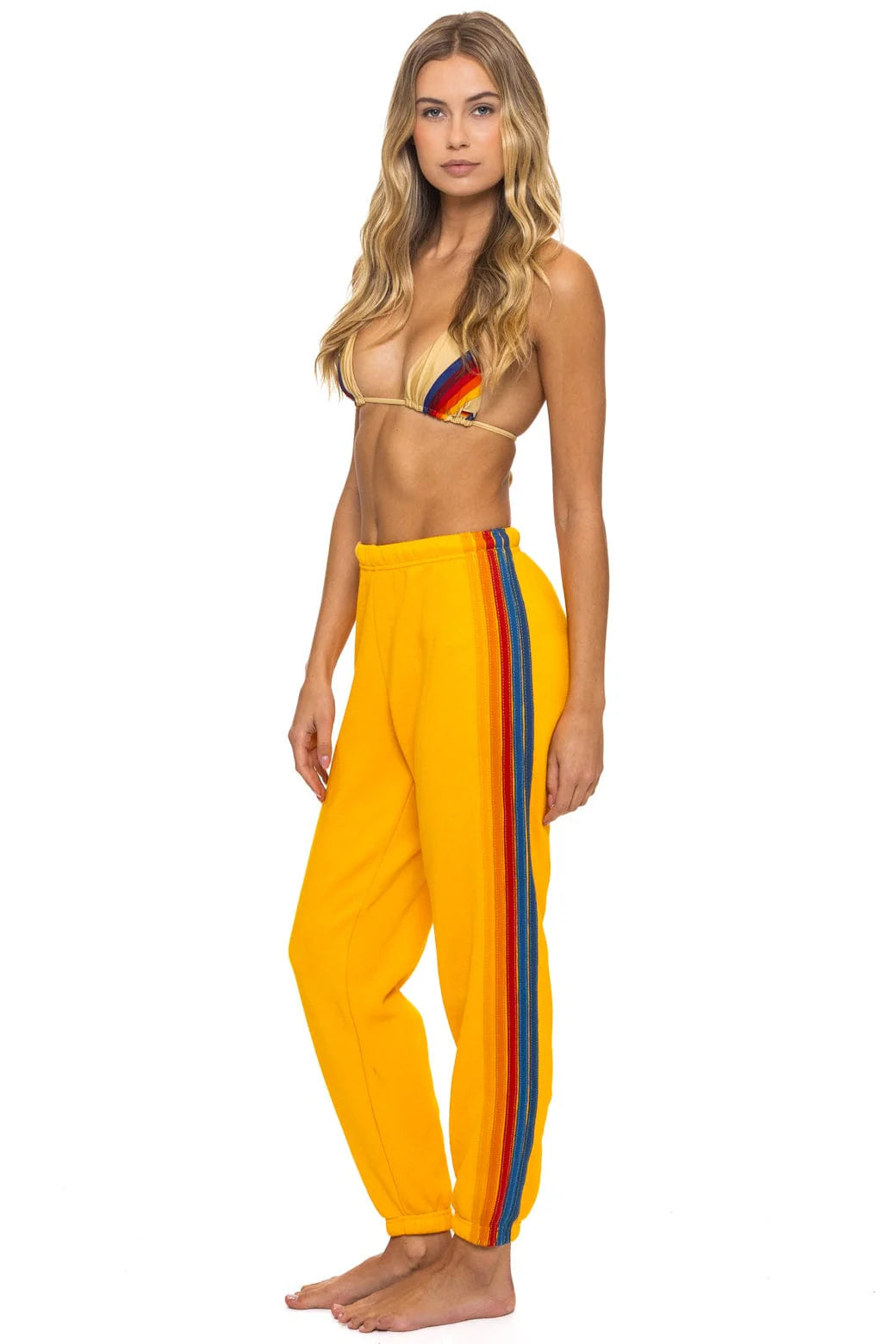 5 Stripe - Womens Sweatpant - Gold-Aviator Nation-Happy on Main