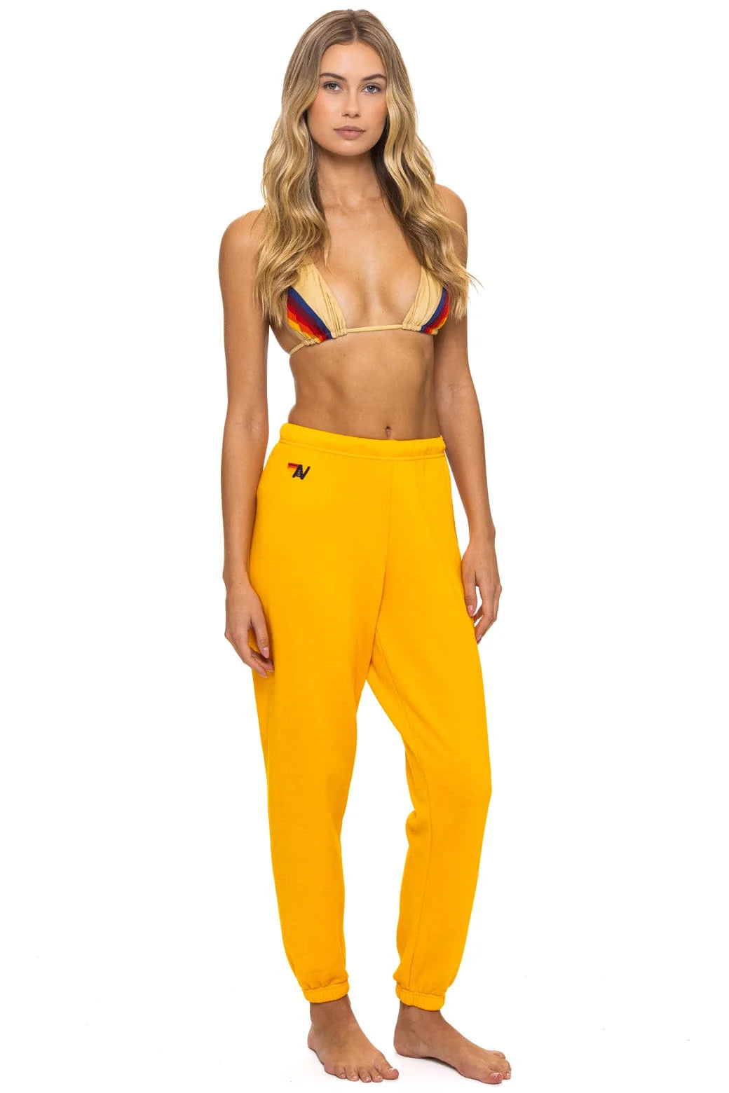 5 Stripe - Womens Sweatpant - Gold-Aviator Nation-Happy on Main