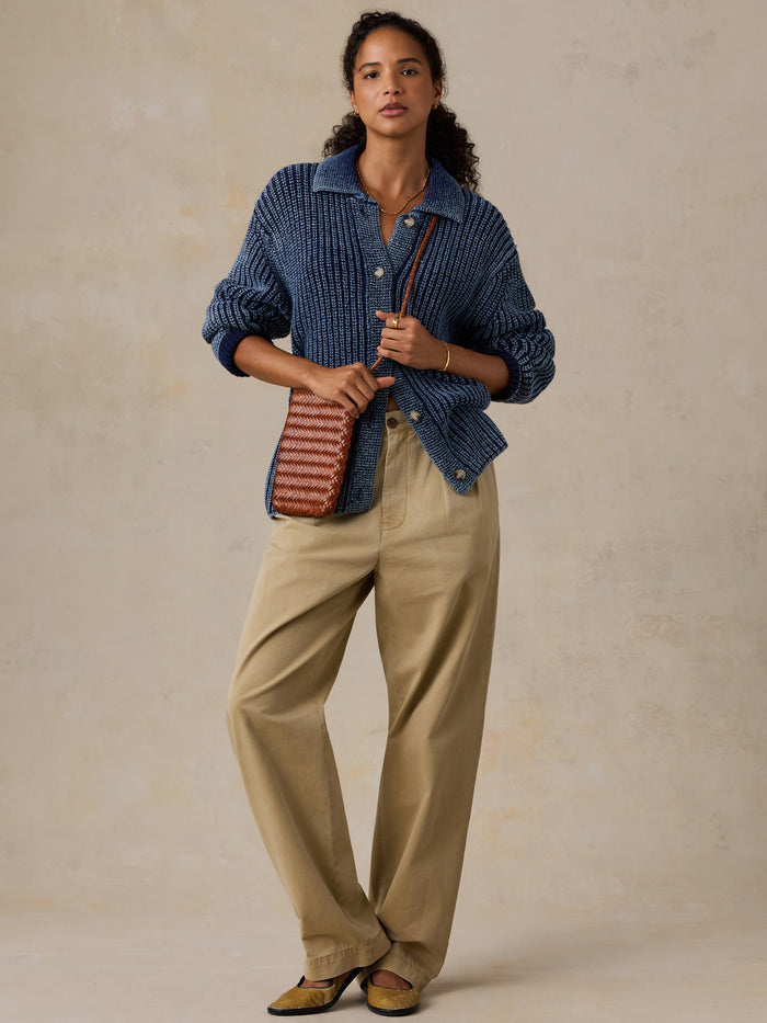 Sunwashed Indigo Cotton Lodge Cardigan - Midnight Indigo Wash-Faherty-Happy on Main