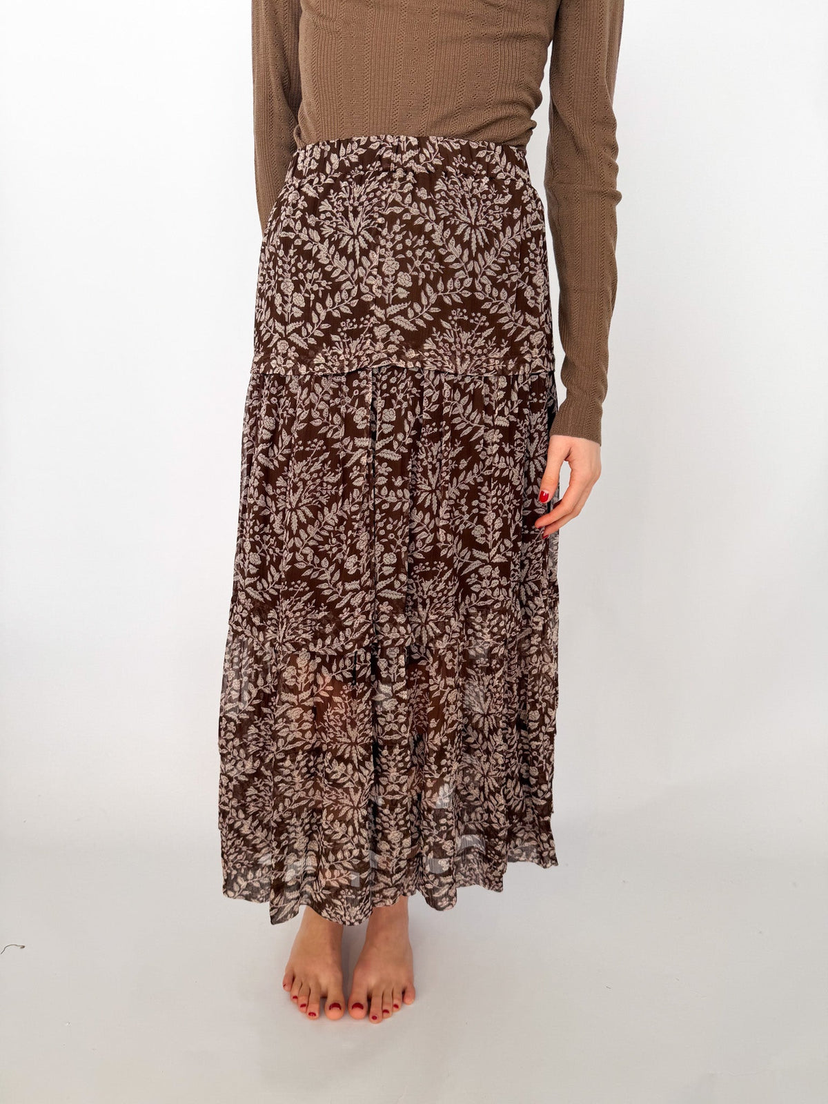 Brooklyn Skirt - Chocolate Lace Floral-Marea-Happy on Main