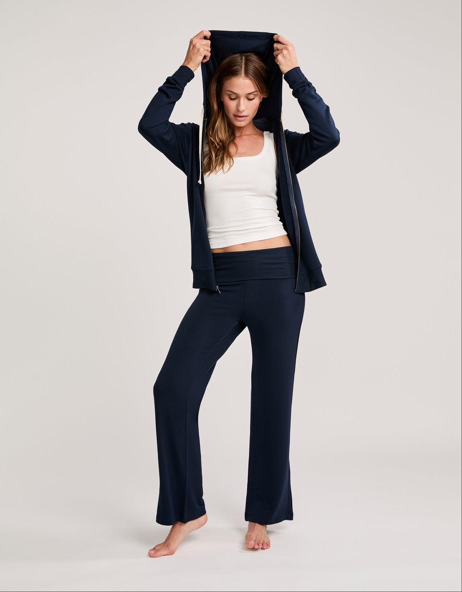 Richmond Unisex Zip Hoodie - Navy-Maison Wheat-Happy on Main