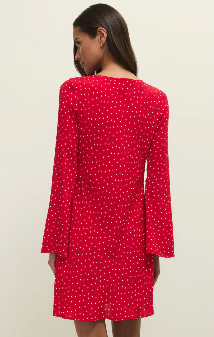 Campbell Dot Crepe Mini Dress - Kiss Me Red-Z Supply-Happy on Main
