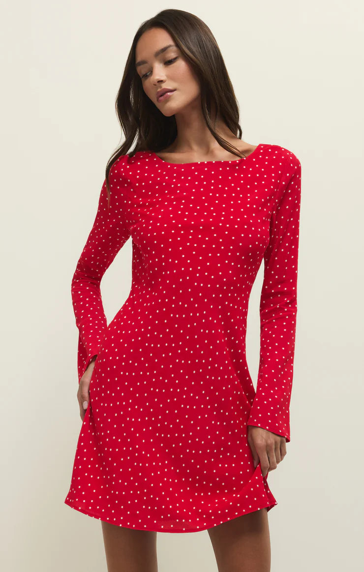 Campbell Dot Crepe Mini Dress - Kiss Me Red-Z Supply-Happy on Main