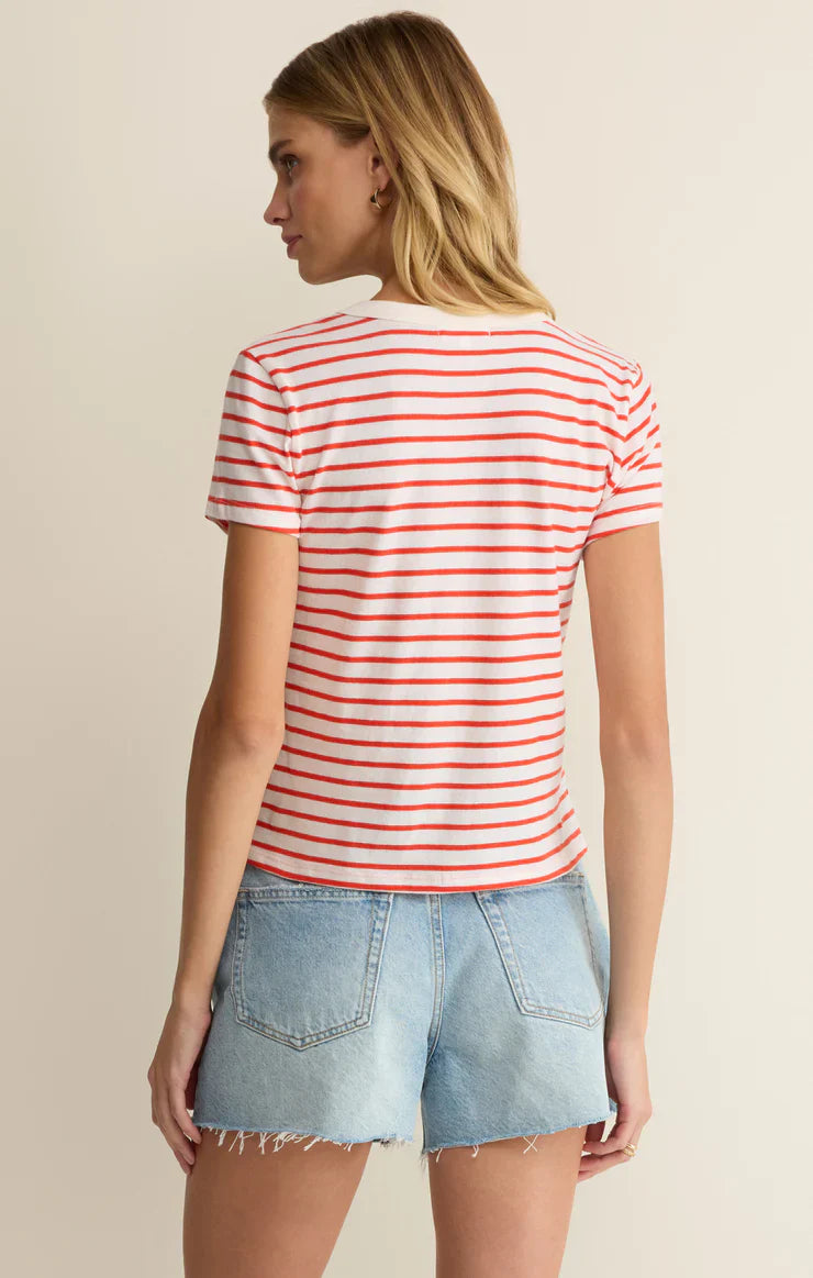 Junie Striped Tee  - Lychee
