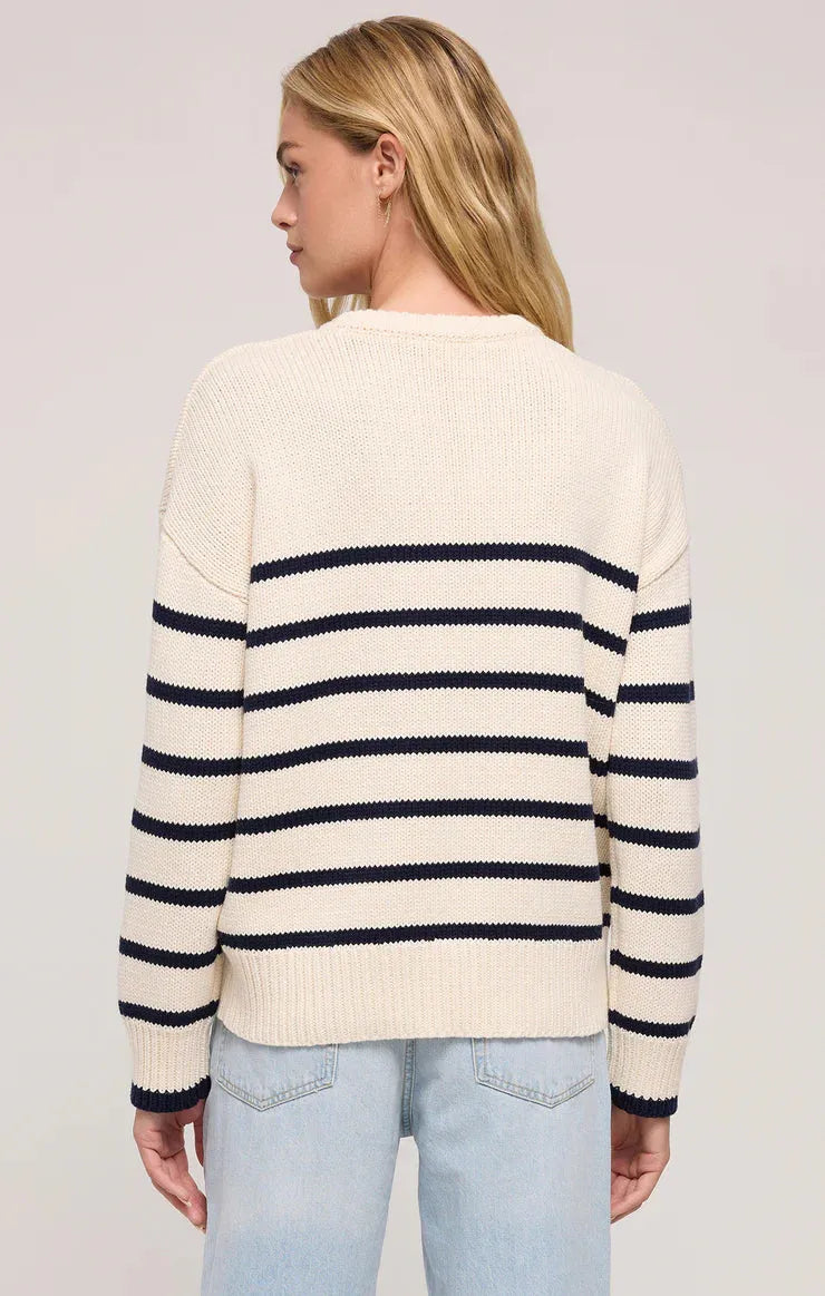 Boyfriend Stripe Sweater-Core Sweaters-Happy on Main