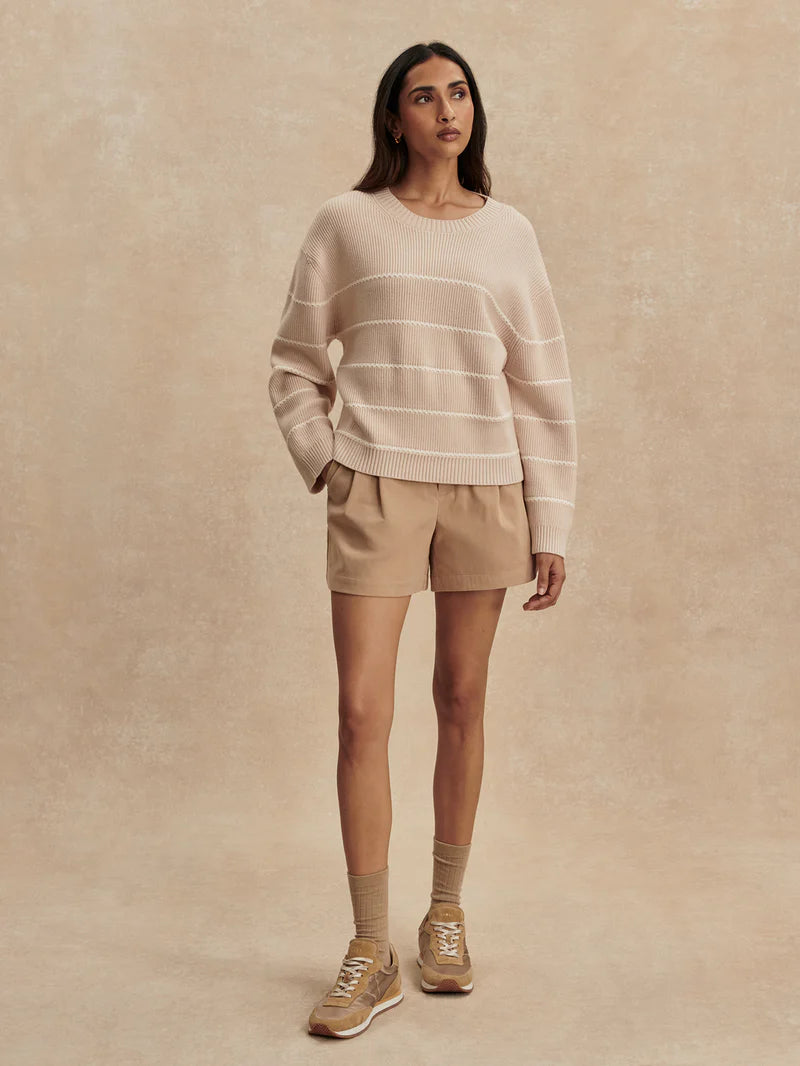 Meryl Stripe Knit Sweater - Oat Milk-Varley-Happy on Main
