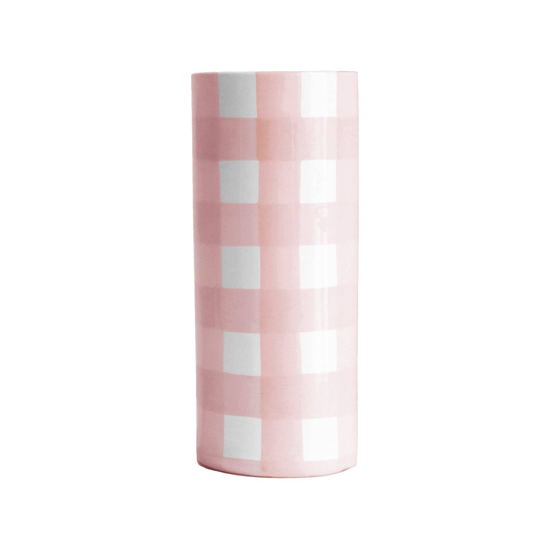 Gingham Column Vase-Home Decor-Happy on Main