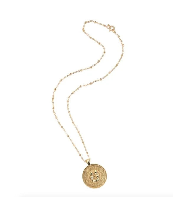 LUCKY JW Small Pendant Coin - 16-18" Beaded Satellite Chain-Jane Win-Happy on Main