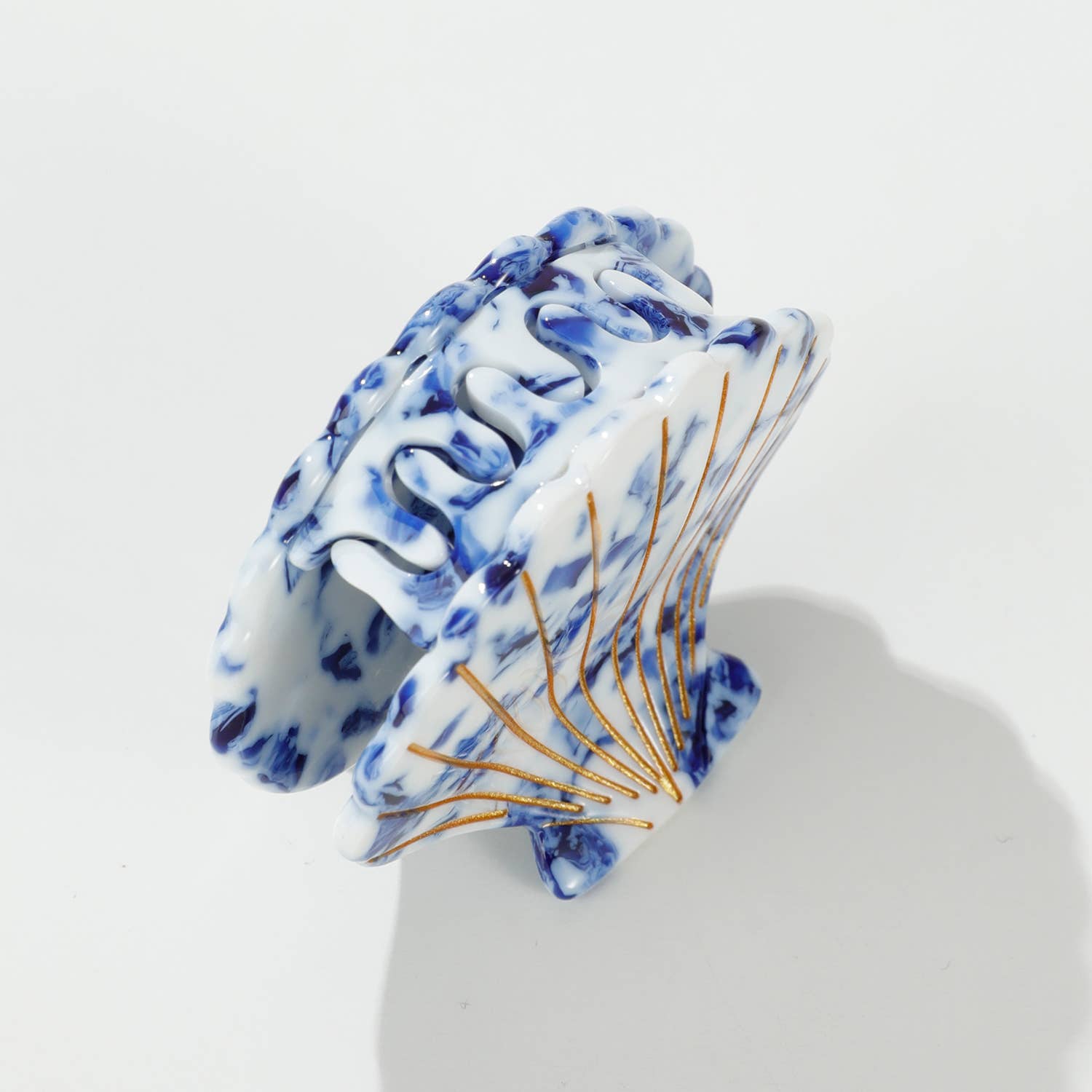 Coastal Blue Seashell | Gold Painted Seashell Claw Clip-Misc Accessories-Happy on Main