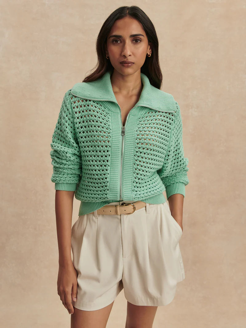Eloise Full Zip Knit - Dusty Jade Green-Varley-Happy on Main