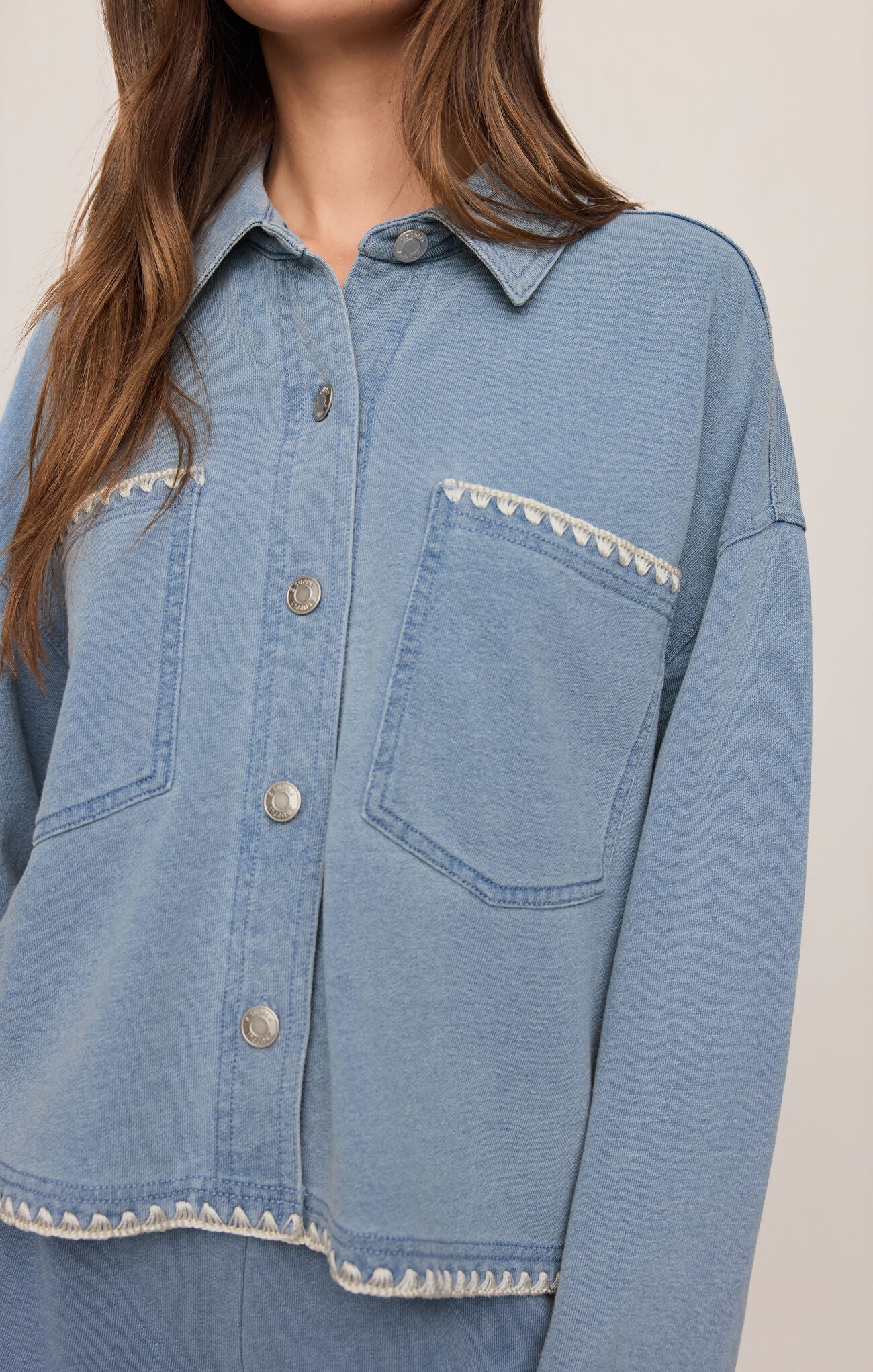 All Day Crop Whipstitch Jacket - Santorini Indigo-Z Supply-Happy on Main