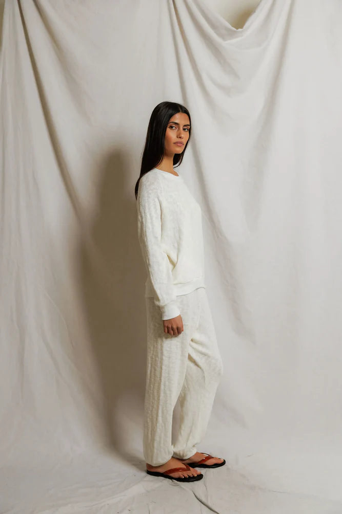 Aulani Mesh Sweater Raglan Sweatshirt - Natural-perfectwhitetee-Happy on Main