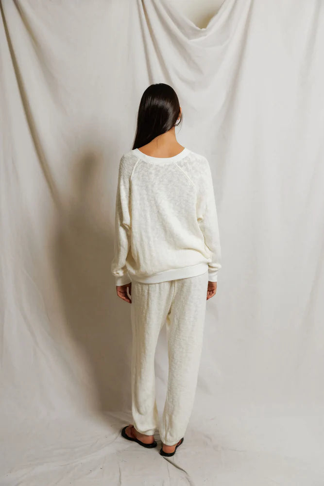 Aulani Mesh Sweater Raglan Sweatshirt - Natural-perfectwhitetee-Happy on Main