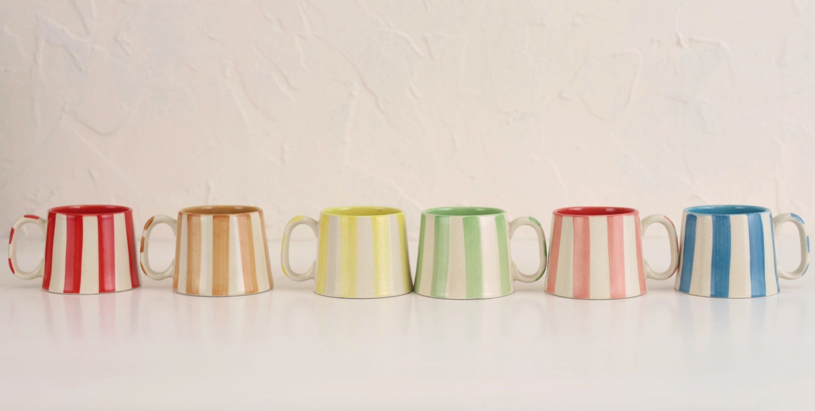 Ceramic Pink Stripe Coffee cup- 220ml-Home Decor-Happy on Main