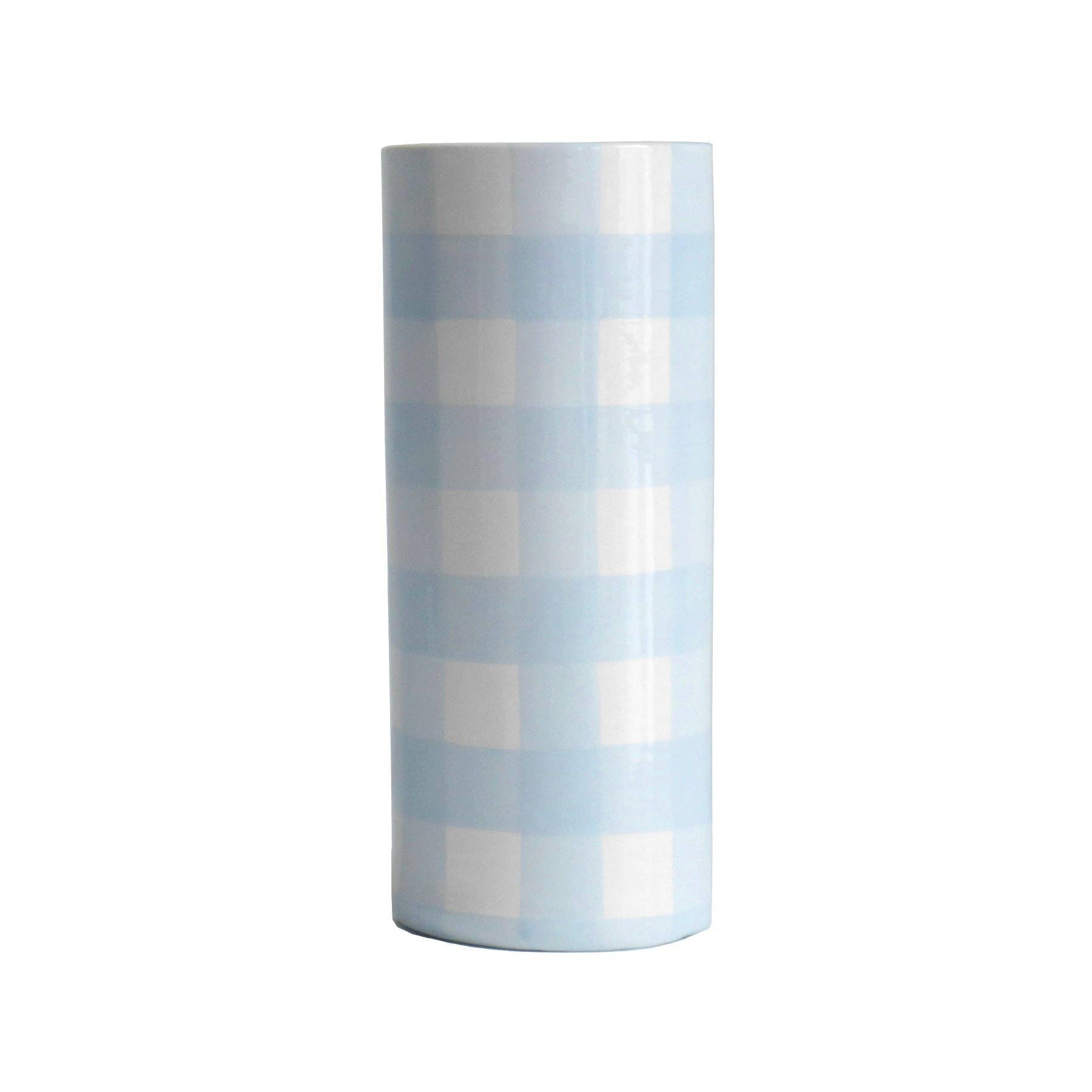 Gingham Column Vase-Home Decor-Happy on Main